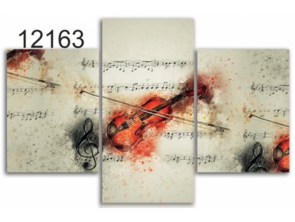 Třídílný obraz na plátně housle, vzor 12163