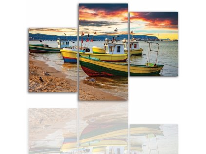 Třídílný obraz na plátně loď, vzor 12023