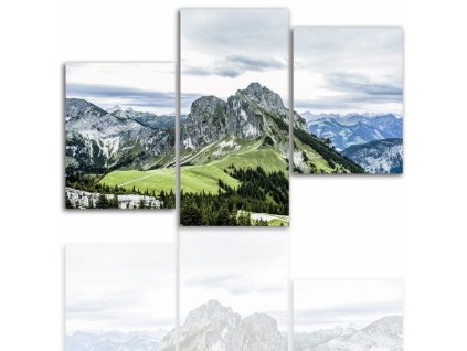 Třídílný obraz na plátně hory, vzor 12002
