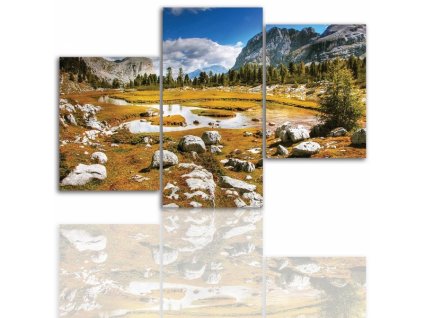 Třídílný obraz na plátně hory, vzor 12005