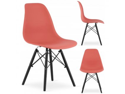 Designová židle MASSIMO BLACK tmavě lososová