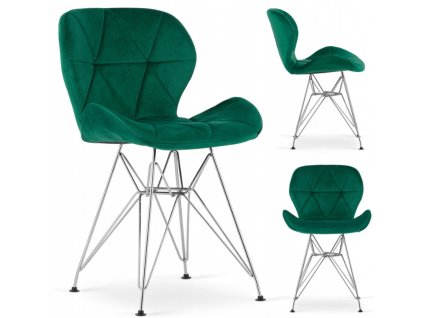 Designová židle VECINO GREEN zelená/stříbrná