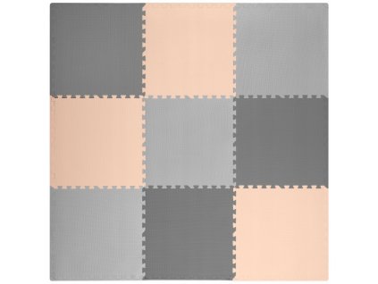 Pěnový koberec MAXI 9 ks 180x180x1 cm šedo-grafitovo-lososová