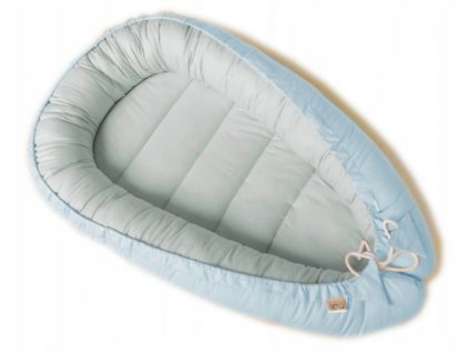 Oboustranné bavlněné hnízdečko - kokon pro miminko, šedo-modrá