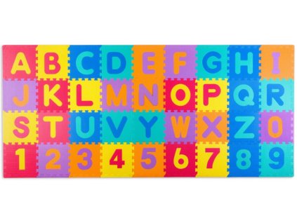 Pěnové puzzle ABECEDA A ČÍSLA 36 ks 180x180x1 cm mix barev