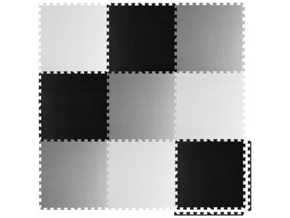 Pěnový koberec MAXI 9 ks 180x180x1 cm bílo-šedo-černá