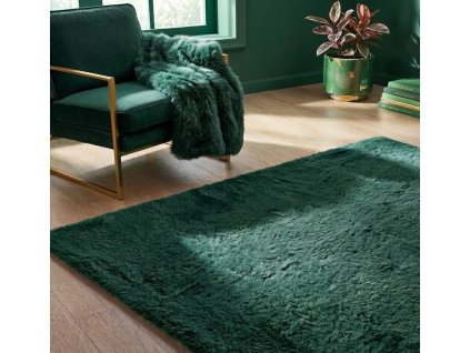 Kusový koberec RABBIT - Zelený - imitace králičí kožešiny