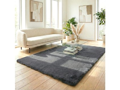 Kusový koberec RABBIT - Tmavě Šedý - imitace králičí kožešiny