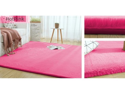 Kusový koberec RABBIT - Tmavě Růžový - imitace králičí kožešiny