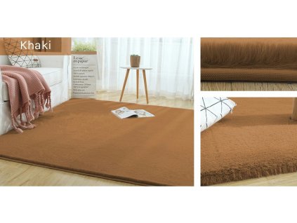 Kusový koberec RABBIT - Khaki - imitace králičí kožešiny