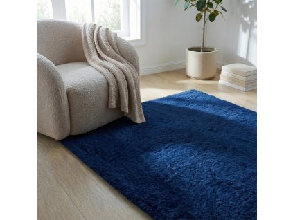 Kusový koberec RABBIT - Tmavě Modrý - imitace králičí kožešiny