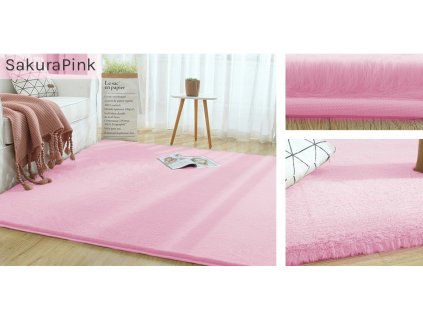 Kusový koberec RABBIT - Růžový Sakura - imitace králičí kožešiny