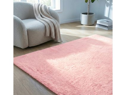 Kusový koberec RABBIT - Růžový Sakura - imitace králičí kožešiny