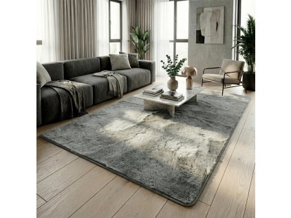 Kusový koberec RABBIT - Stříbrný - imitace králičí kožešiny