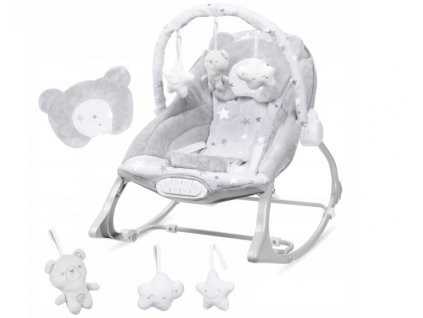 Vibrační lehátko – houpátko  – židlička pro děti od narození do 9 kg - Pino - šedý