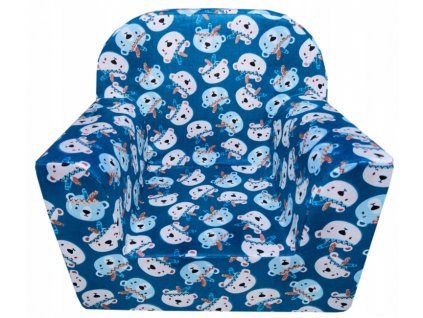 Dětské plyšové křesílko medvídek - modrý