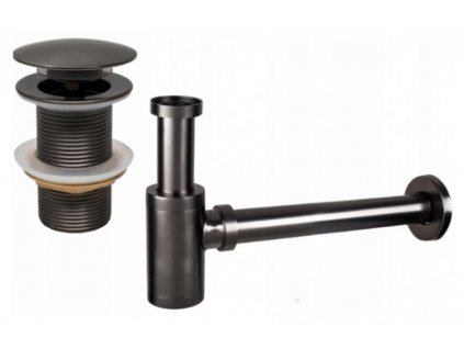 Sifon s Click/clack zátka bez přepadu DIVIO MEXEN univerzální grafitový