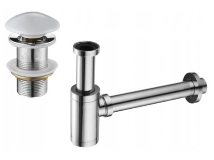 Sifon s Click/clack zátka bez přepadu DIVIO MEXEN univerzální chromový/bílý