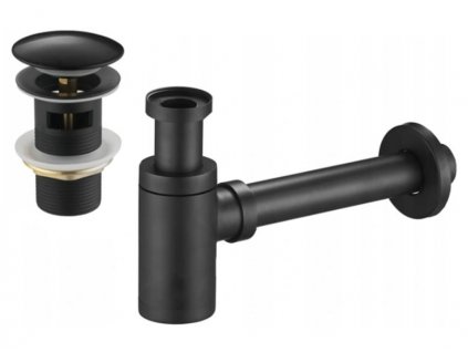 Sifon s Click/clack zátka s přepadem DIVIO MEXEN univerzální černý