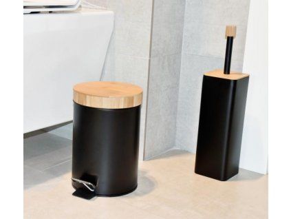 Sada odpadkový koš TANN černý s WC štětka AMBA černá
