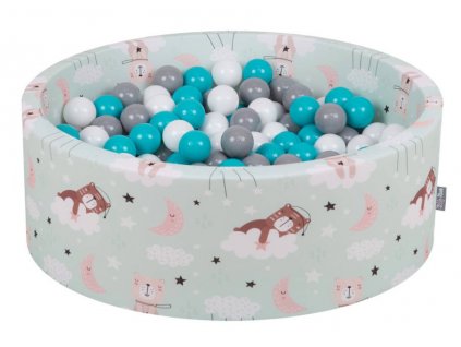 Dětský suchý bazének "90x30" s míčky šedo-tyrkysové 200 ks vzor 202