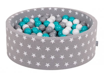 Dětský suchý bazének "90x30" s míčky šedo-tyrkysové 200 ks vzor 206