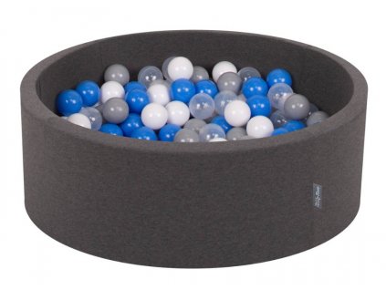 Dětský suchý bazének "90x30" tmavě šedý s míčky šedo-modré 300 ks