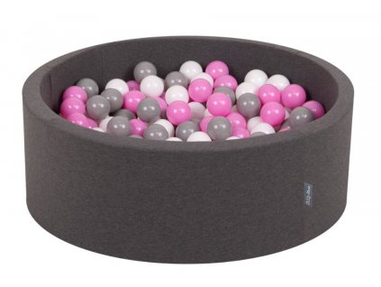 Dětský suchý bazének "90x30" tmavě šedý s míčky šedo-růžové 300 ks