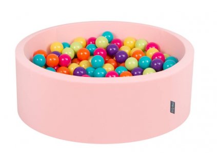 Dětský suchý bazének "90x30" růžový s míčky fialovo-zeleno-žlute 200 ks