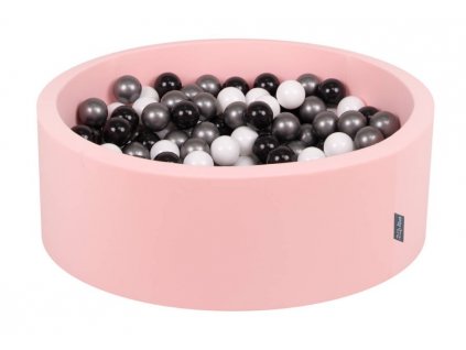 Dětský suchý bazének "90x30" růžový s míčky černo-šedé 200 ks