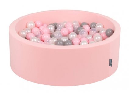 Dětský suchý bazének "90x30" růžový s míčky šedo-světlerůžové 200 ks