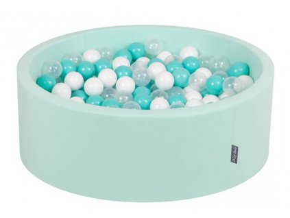 Dětský suchý bazének "90x30" mátový s míčky bílo-tyrkysové 200 ks