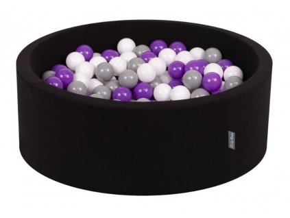 Dětský suchý bazének "90x30" černý s míčky šedo-fialové 300 ks