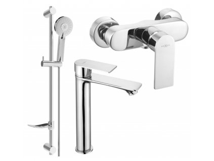 Sada baterií DIVIO MEXEN ROYO DQ40 vzor 035 chrom - umyvadlová baterie + sprchová baterie + sprchový set