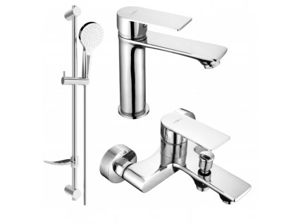 Sada baterií DIVIO MEXEN ROYO DF05 vzor 037 chrom - umyvadlová baterie + vanová baterie + sprchový set