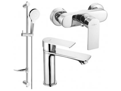 Sada baterií DIVIO MEXEN ROYO DF05 vzor 039 chrom - umyvadlová baterie + sprchová baterie + sprchový set