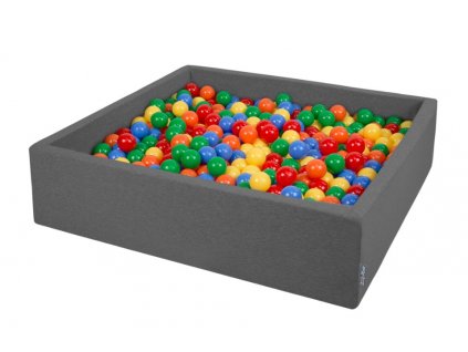 Dětský suchý bazének "120x30" tmavě šedý s míčky barevné 200 ks