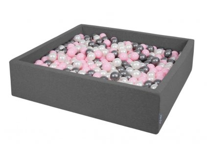 Dětský suchý bazének "120x30" tmavě šedý s míčky grafitovo-růžovo-bílě 1000 ks