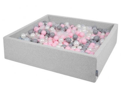 Dětský suchý bazének "120x30" šedý s míčky šedo-bílo-světle růžově 1000 ks