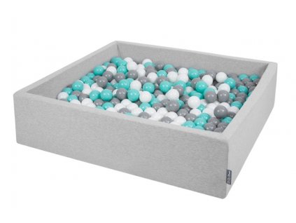 Dětský suchý bazének "120x30" šedý s míčky šedo-bílo-tyrkysové 1000 ks