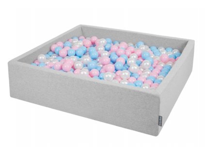 Dětský suchý bazének "120x30" šedý s míčky modro-bílo-světle růžově 200 ks