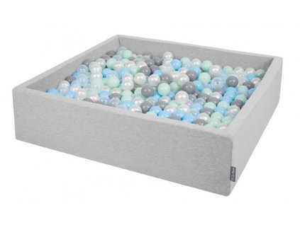 Dětský suchý bazének "120x30" šedý s míčky šedo-mátovo-blankytné 300 ks