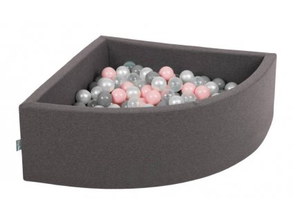Dětský suchý bazének "90x30" tmavě šedý s míčky grafitovo-růžovo-bílě 300 ks