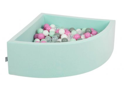 Dětský suchý bazének "90x30" mátový s míčky šedo-mátovo-růžové 200 ks