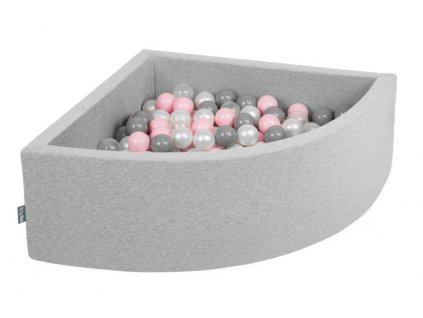 Dětský suchý bazének "90x30" růžový s míčky šedo-růžovo-bílě 300 ks