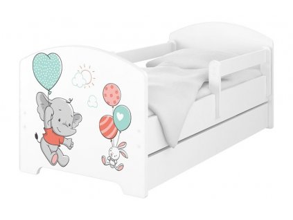 Dětská postel LUX zvířátka s balonky x bílá 160x80 cm