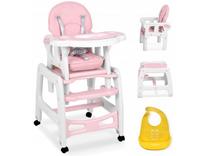 Jídelní dětská židle se stolem 5v1 - růžová