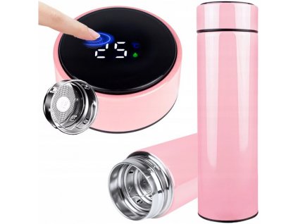 Termo hrnek smart 500ml termoska LCD růžový