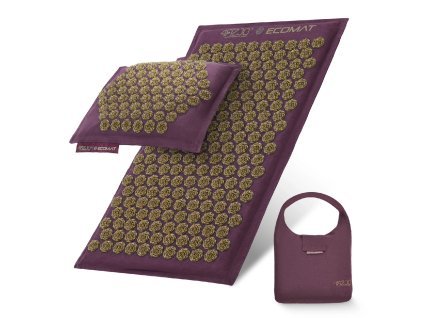 Akupresurní masážní podložka eko kokosová s polštářem 68x42 cm fialová