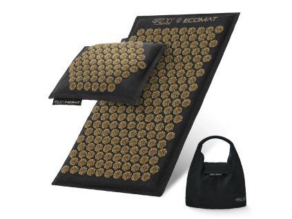 Akupresurní masážní podložka eko kokosová s polštářem 68x42 cm černá